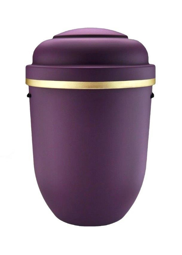 Naturfaser Urne lila mit Goldring – D66