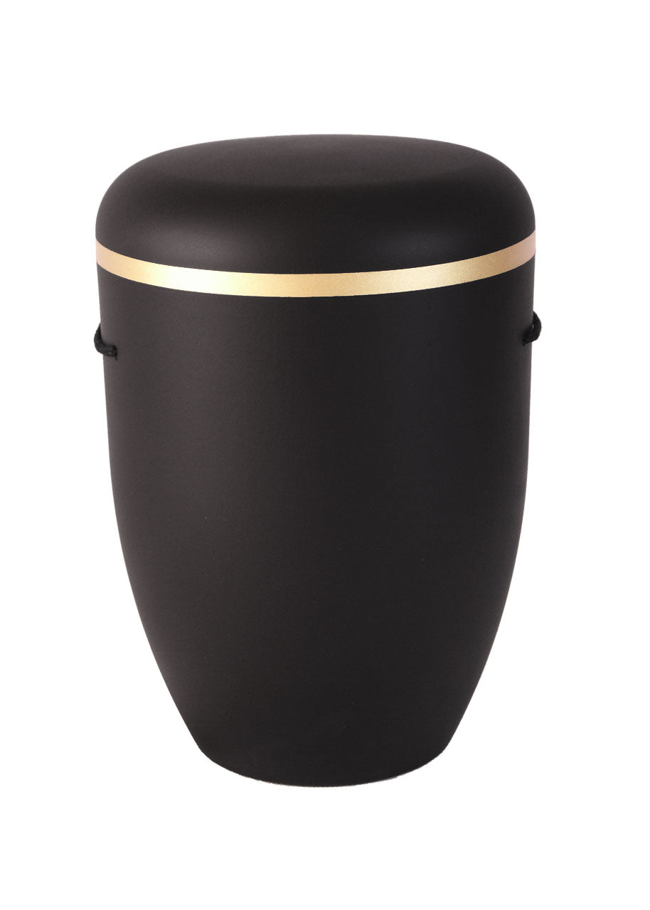 Naturfaser Urne schwarz mit Goldring – D90