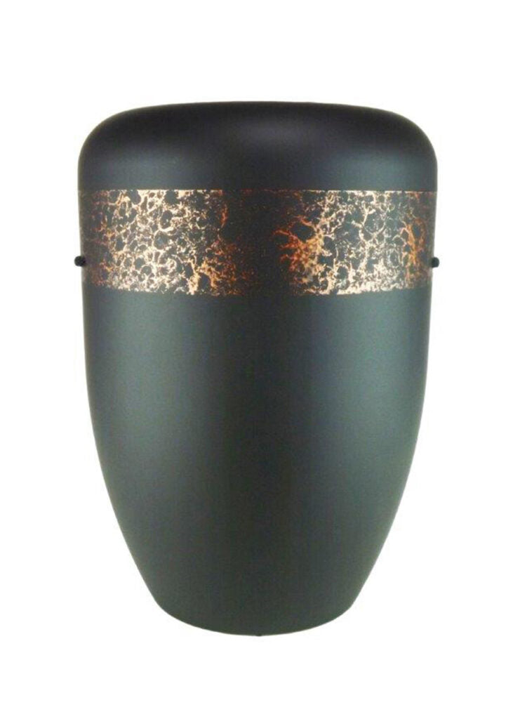 Naturfaser Urne schwarz mit Band gehämmert