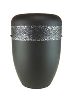 Naturfaser Urne schwarz mit Band gehämmert