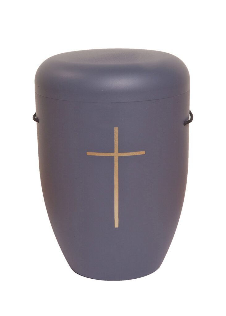Naturfaser Urne mit Goldkreuz