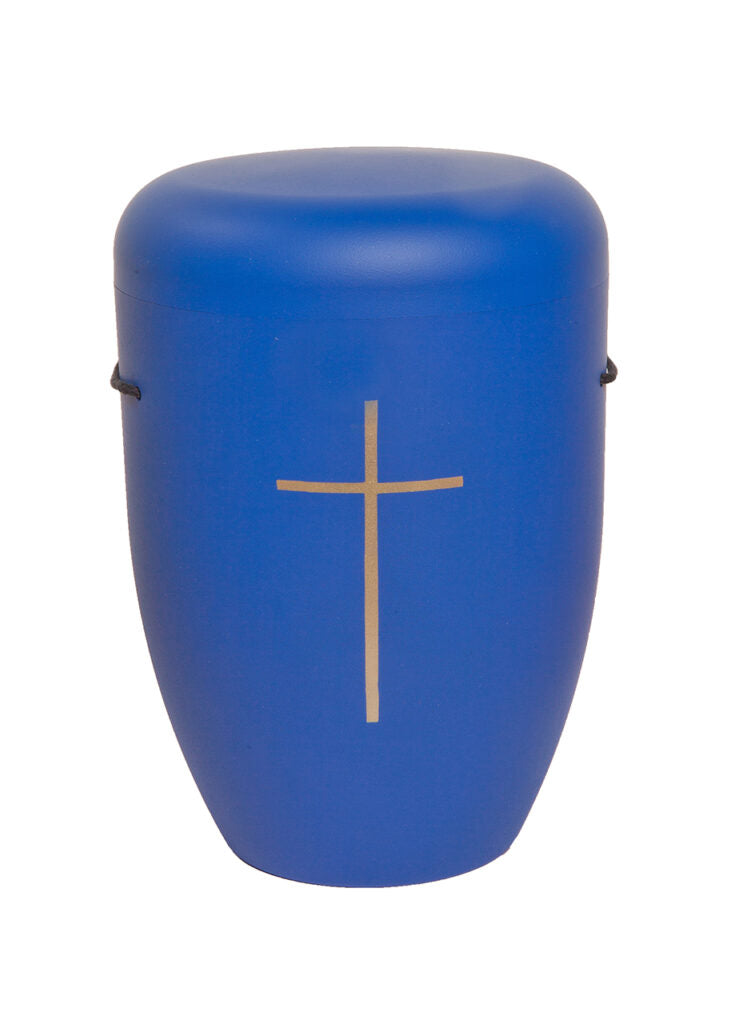 Naturfaser Urne mit Goldkreuz