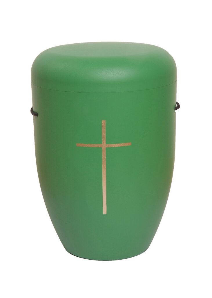 Naturfaser Urne mit Goldkreuz