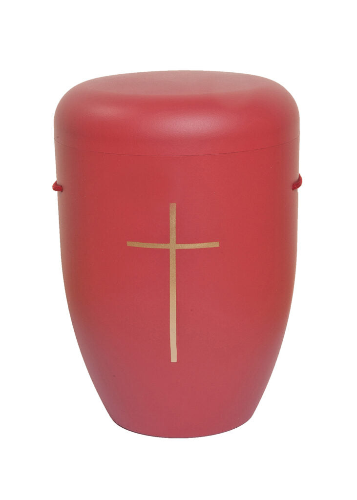 Naturfaser Urne mit Goldkreuz