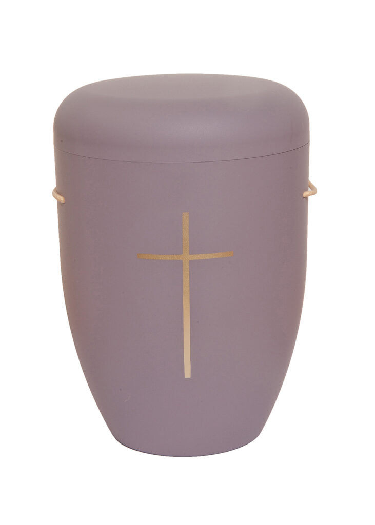 Naturfaser Urne mit Goldkreuz