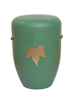 Naturfaser Urne mit Ahornblatt in gold