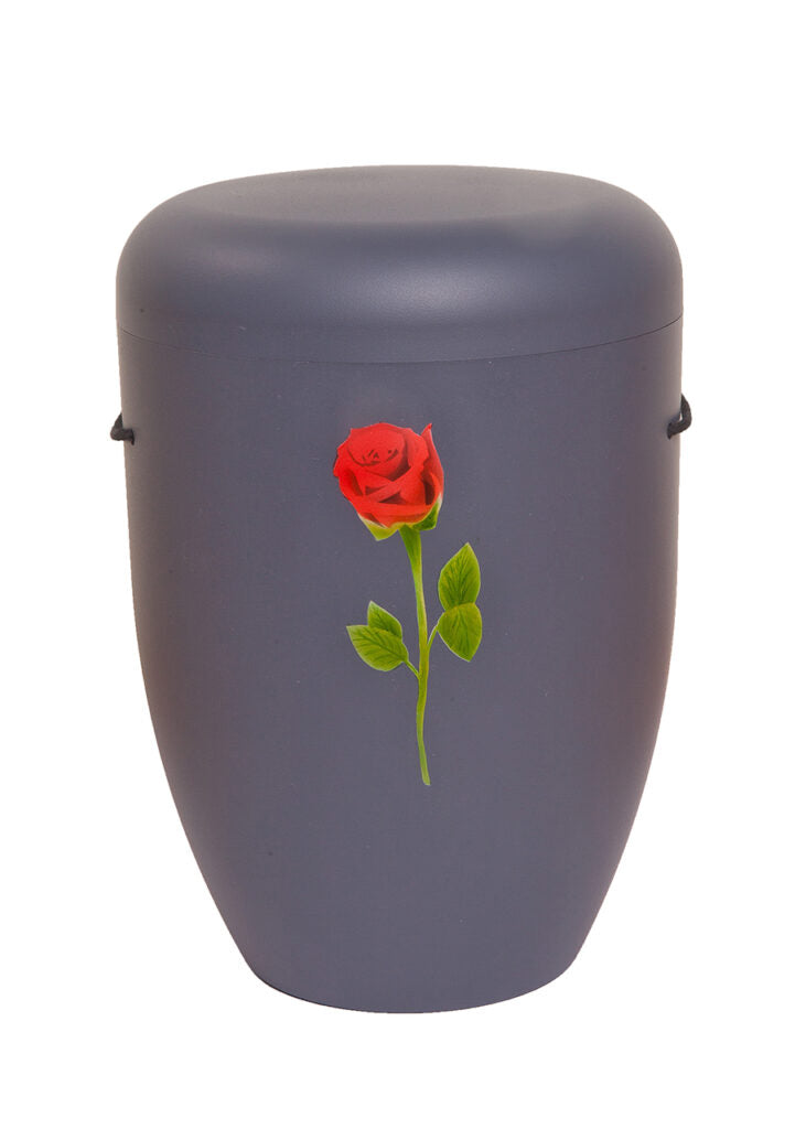 Naturfaser Urne mit Rose, handgefertigt
