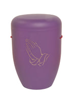 Naturfaser Urne mit betenden Händen in gold