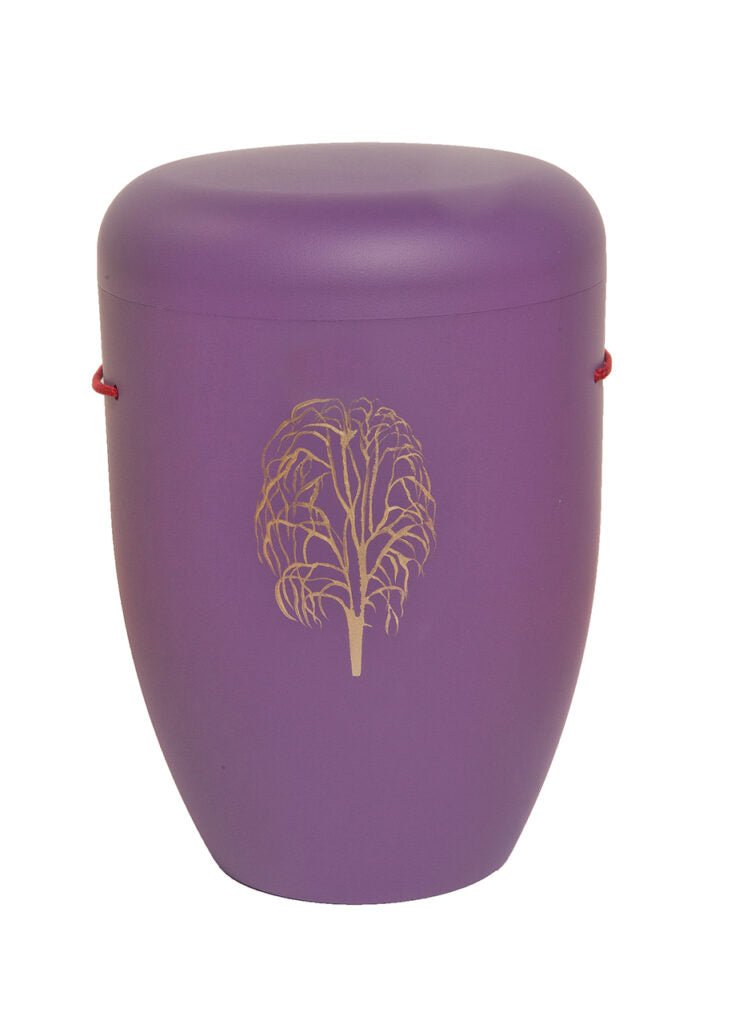 Naturfaser Urne mit Trauerbaum in gold